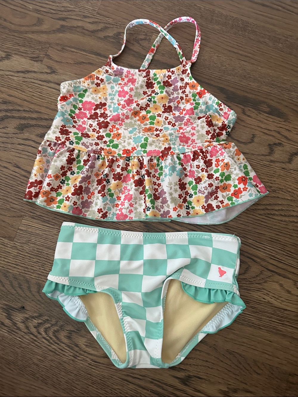 Pink Chicken Girls Floral Ruffle Tankini